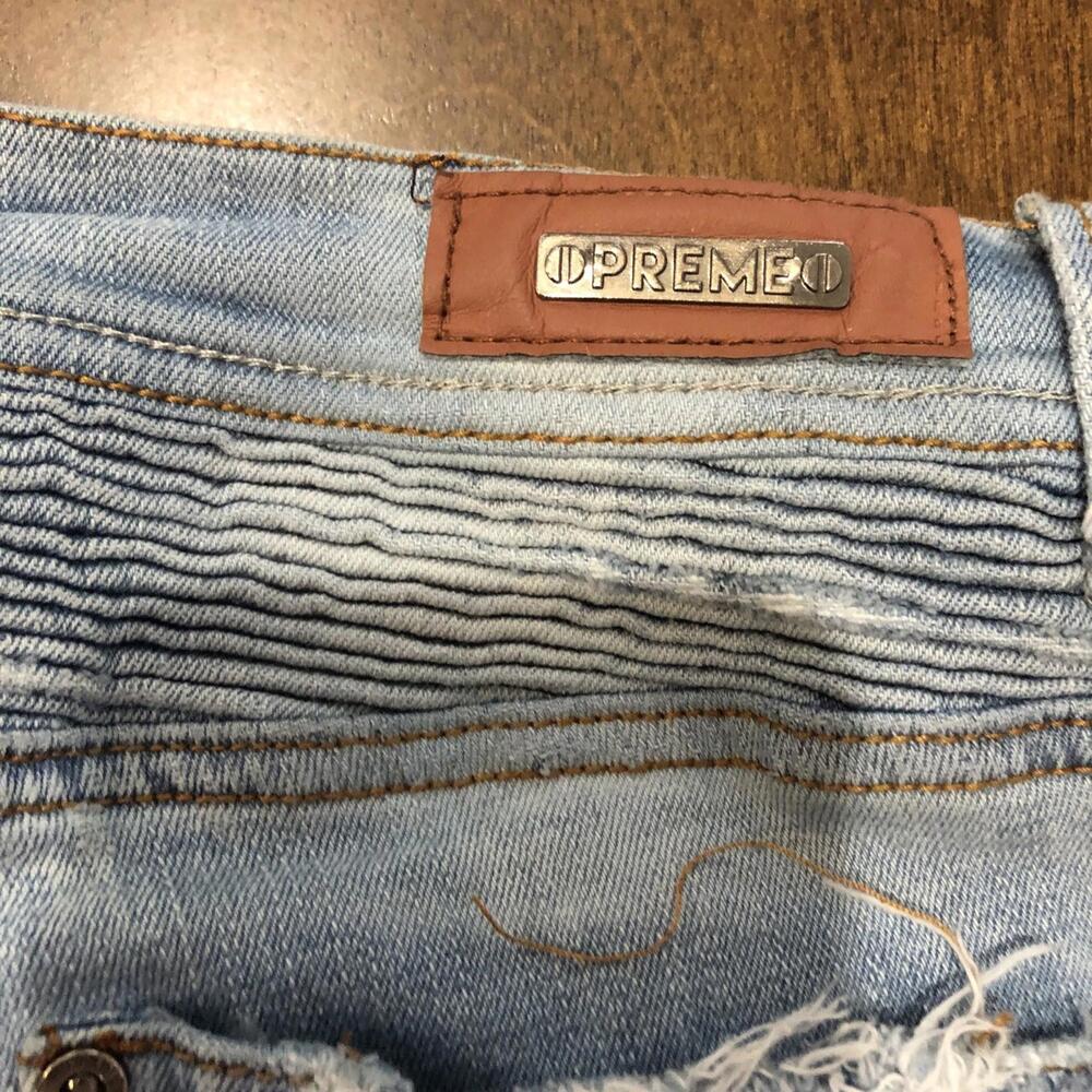 Preme Denim Distressed Ripped Jeans Light Wash  Stacked Moto Mens 43x32 P10 - Picture 7 of 7
